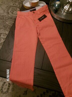 NWT Tommy Hilfiger Boys Chino Pants Coral Cotton Casual Pockets Classic SIZE 8